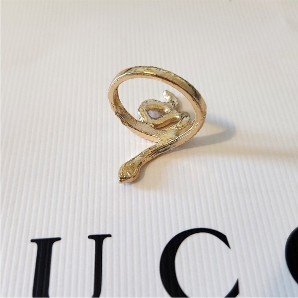 Gold Plated Snake Rings (2) - Size 6 w/ gold diamond snake earrings/studs- NWOT - Picture 4 of 7